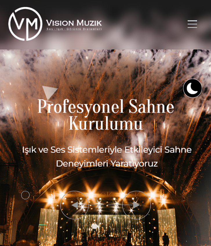 Vision Music markası için hazırlanan marka tanıtımı web sitesi projesi