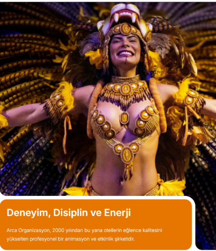 Arca organizasyon için yapılan web sayfasından bir kare